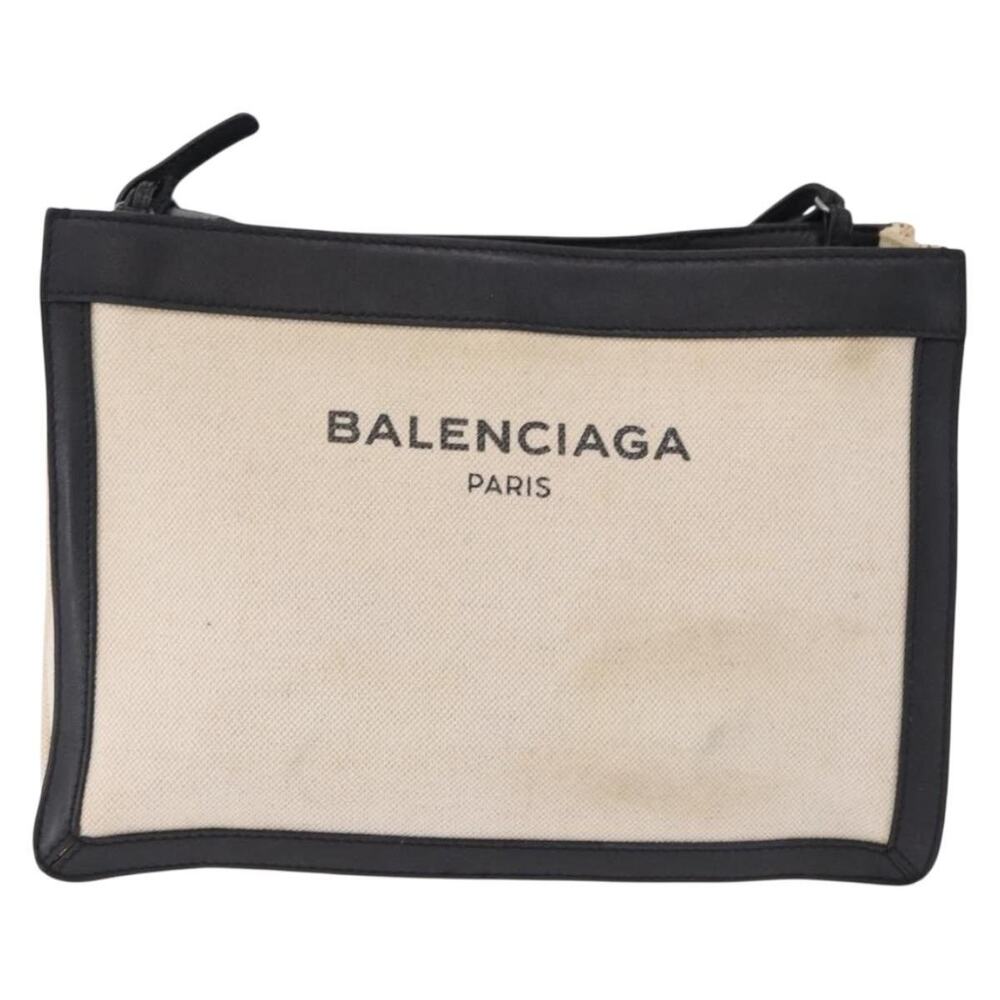 Balenciaga Navy Pochette Shoulder Bag White